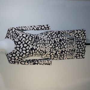 Calvin Klein Black Beige Animal Print 3/4 Sleeve Scoop Neck Midi Dress Size 2